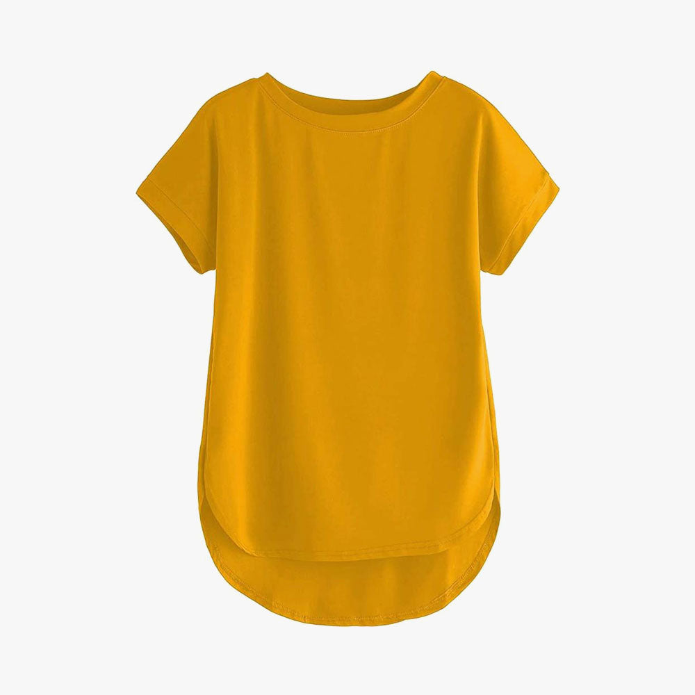 Women Solid Round Neck Cotton  T-Shirt