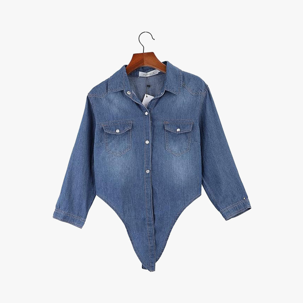 Denim Jean Top Jacket Sleeve Crop Women